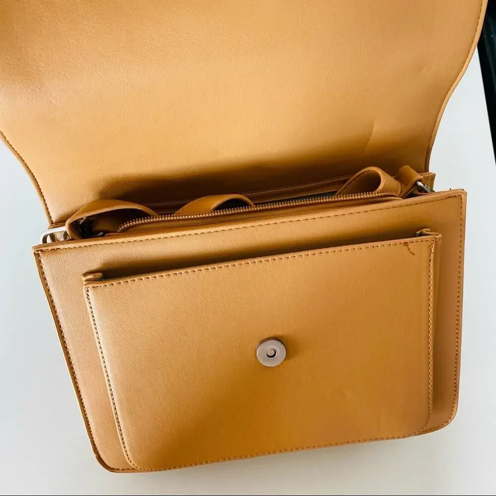 NEW PIXIE MOOD Zoe Vegan Leather Tan Brown Adjustable Crossbody Purse Bag